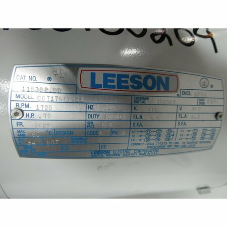 Leeson 56CZ 3PH 3/4HP 1725RPM 5/8IN 230/460V-AC AC MOTOR C6T17NC248B